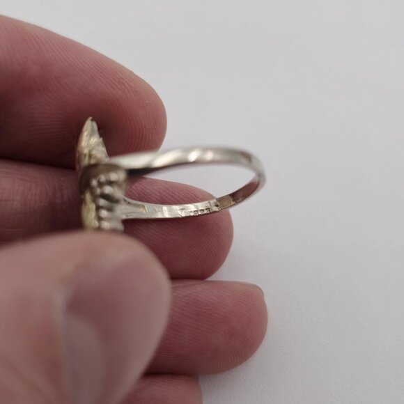 Size 7 Sterling Silver And 10K Gold Leaf Accents Ring A1897 - Picture 5 of 9